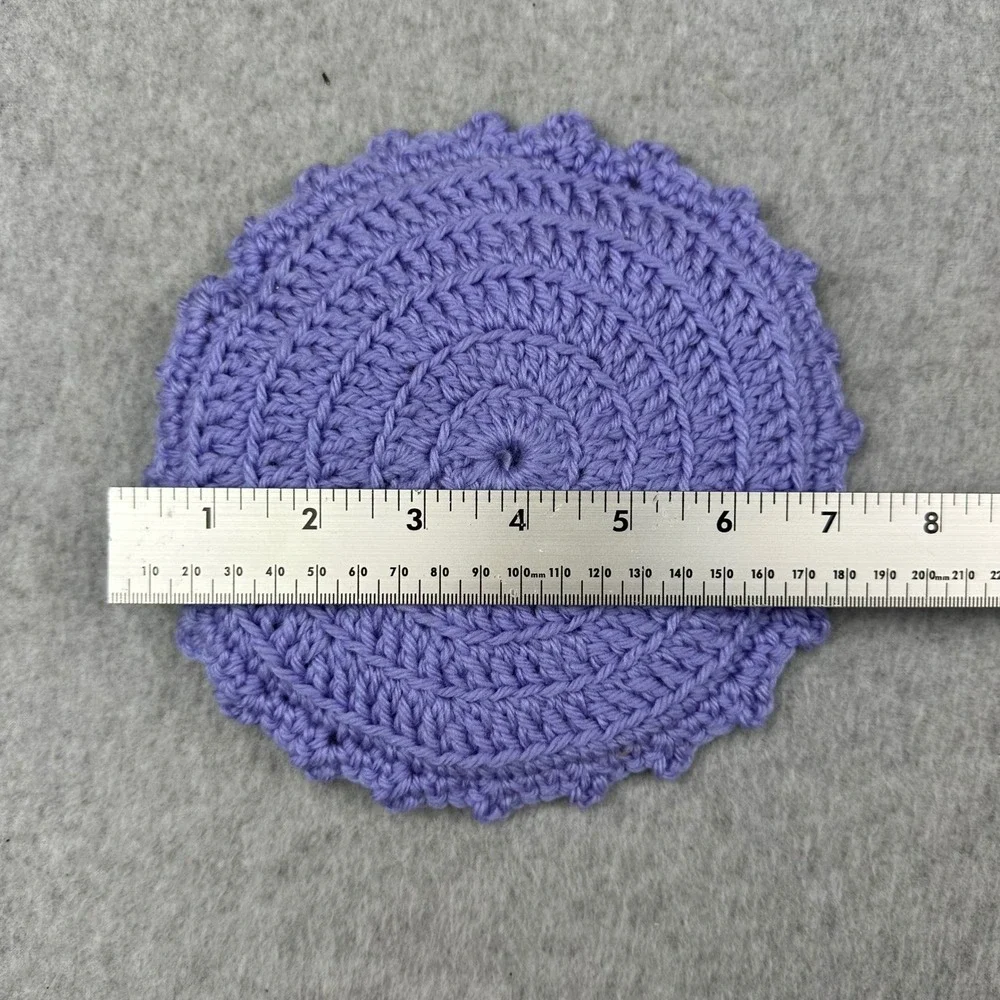 Vtg 1970 Handmade Crochet Hot Pads Potholders Set of 10 Multi Color Floral Petal